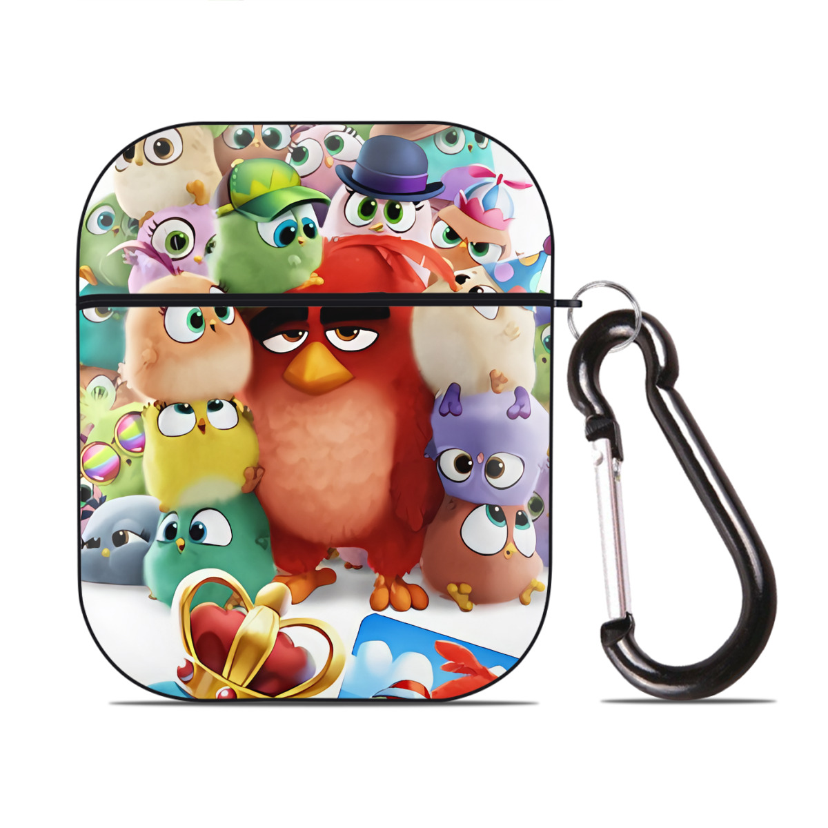 （画像用） Angry Birds アングリーバード AirPods 第2世代保護ケース ハードシェル ブラック 耐衝撃・防指紋・カラビナ付き