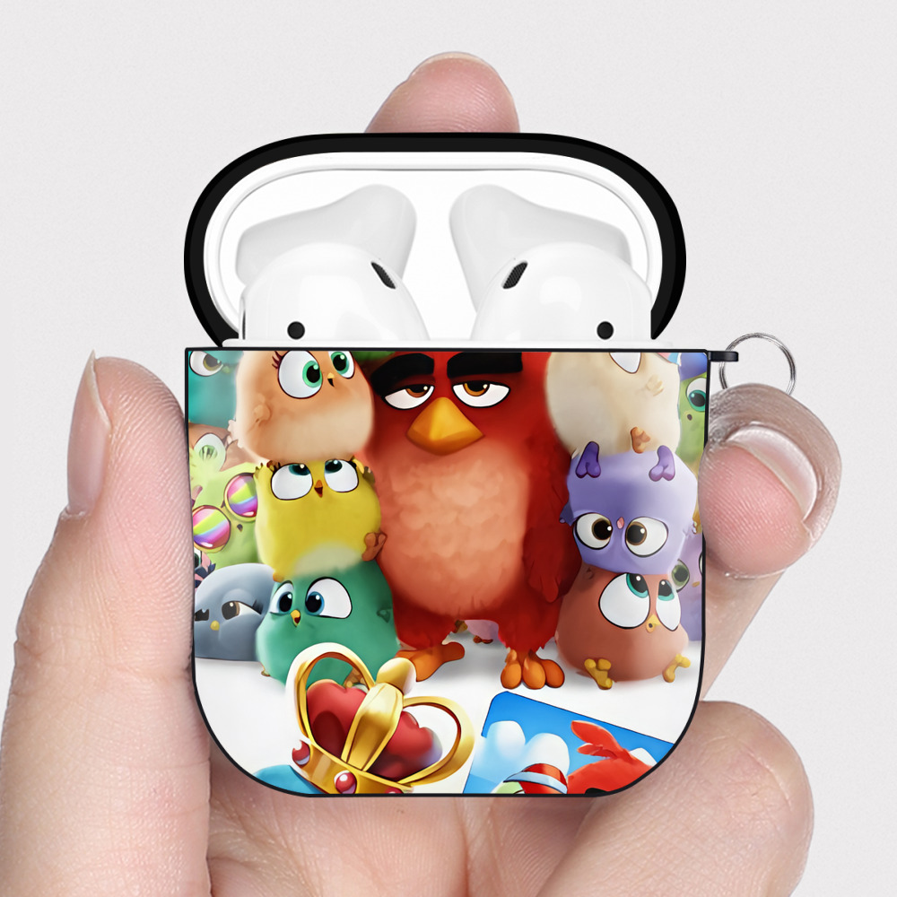 （画像用） Angry Birds アングリーバード AirPods 第2世代保護ケース ハードシェル ブラック 耐衝撃・防指紋・カラビナ付き