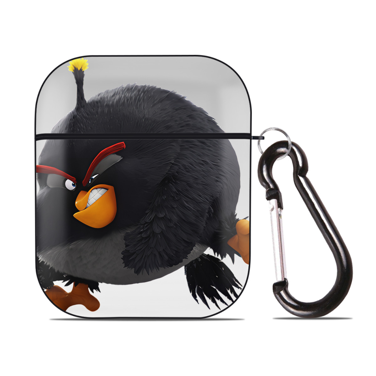 （画像用） Angry Birds アングリーバード AirPods 第2世代保護ケース ハードシェル ブラック 耐衝撃・防指紋・カラビナ付き