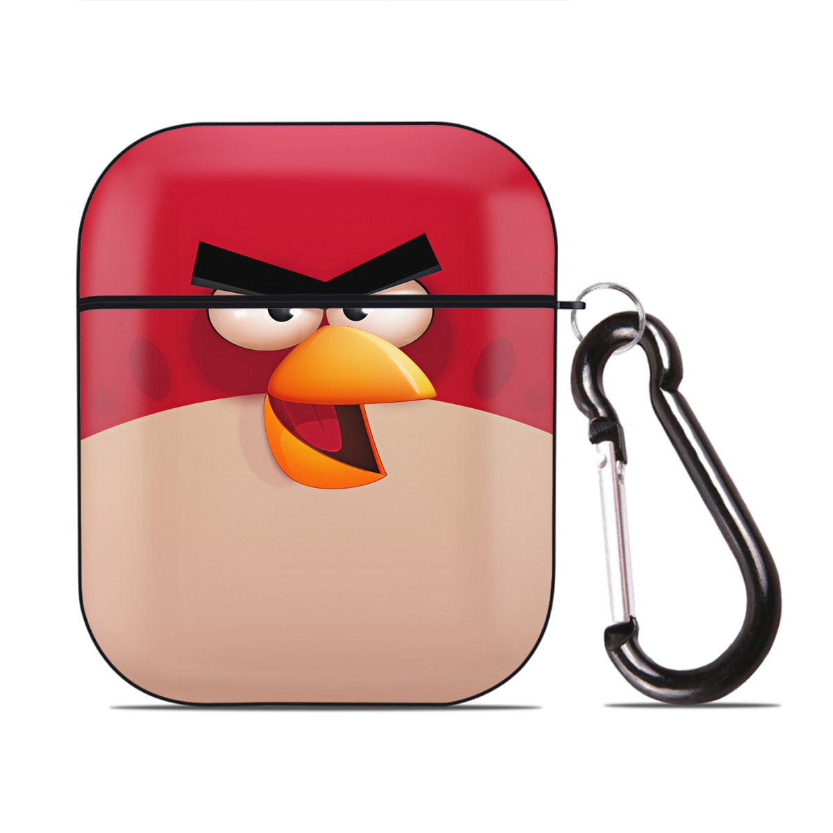（画像用） Angry Birds アングリーバード AirPods 第2世代保護ケース ハードシェル ブラック 耐衝撃・防指紋・カラビナ付き