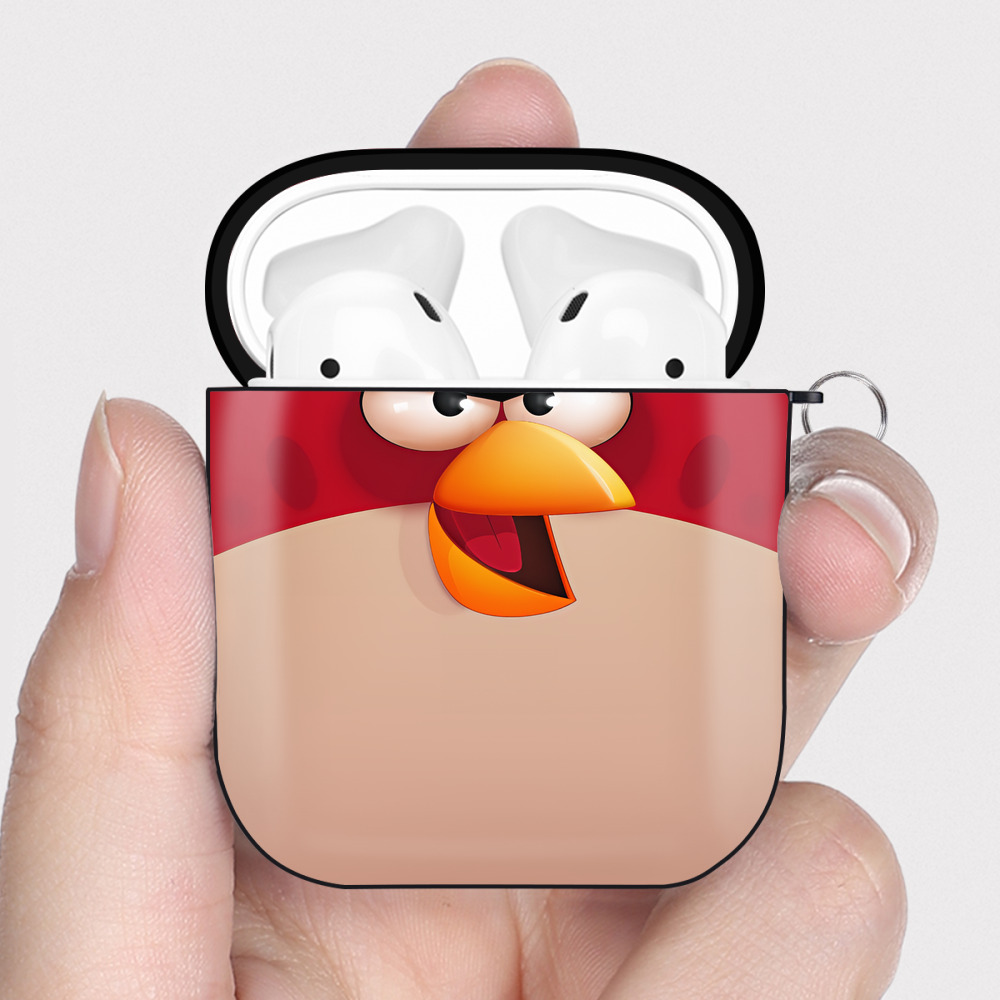（画像用） Angry Birds アングリーバード AirPods 第2世代保護ケース ハードシェル ブラック 耐衝撃・防指紋・カラビナ付き