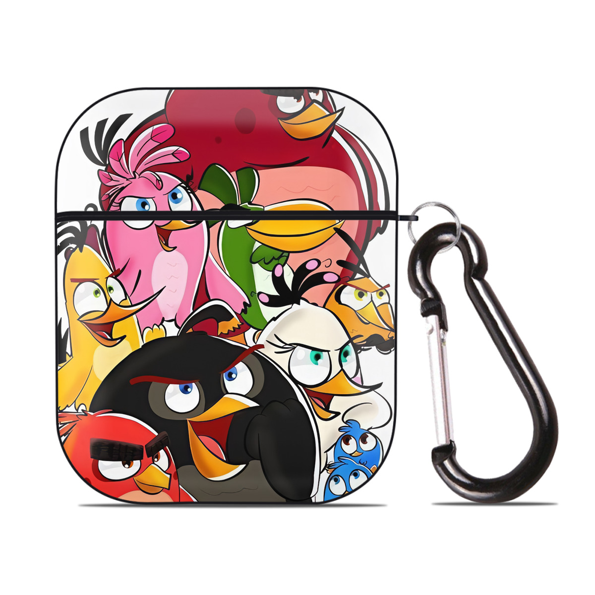 （画像用） Angry Birds アングリーバード AirPods 第2世代保護ケース ハードシェル ブラック 耐衝撃・防指紋・カラビナ付き