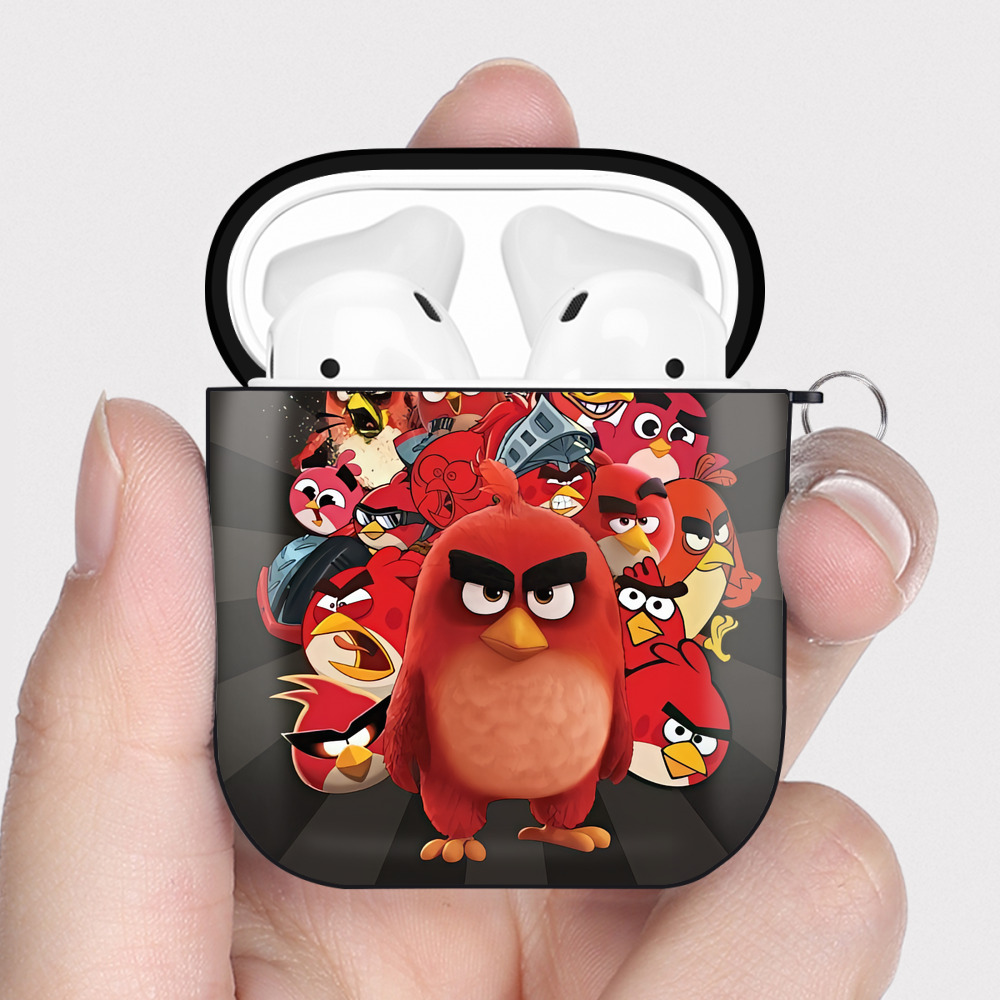 （画像用） Angry Birds アングリーバード AirPods 第2世代保護ケース ハードシェル ブラック 耐衝撃・防指紋・カラビナ付き