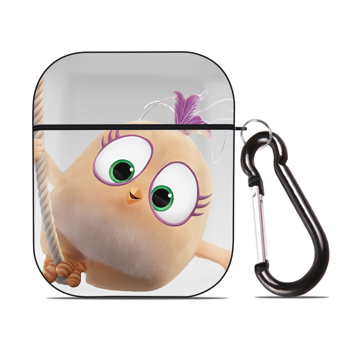 （画像用） Angry Birds アングリーバード AirPods 第2世代保護ケース ハードシェル ブラック 耐衝撃・防指紋・カラビナ付き