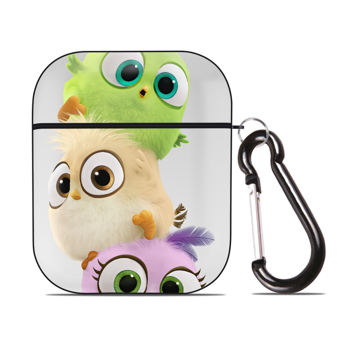 （画像用） Angry Birds アングリーバード AirPods 第2世代保護ケース ハードシェル ブラック 耐衝撃・防指紋・カラビナ付き