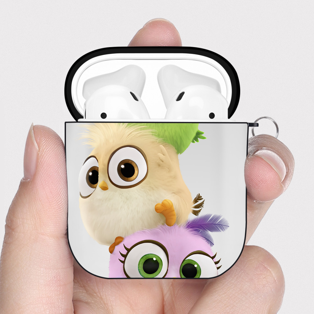 （画像用） Angry Birds アングリーバード AirPods 第2世代保護ケース ハードシェル ブラック 耐衝撃・防指紋・カラビナ付き