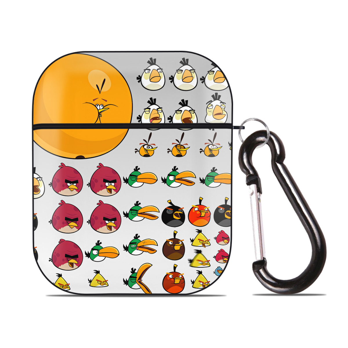 （画像用） Angry Birds アングリーバード AirPods 第2世代保護ケース ハードシェル ブラック 耐衝撃・防指紋・カラビナ付き