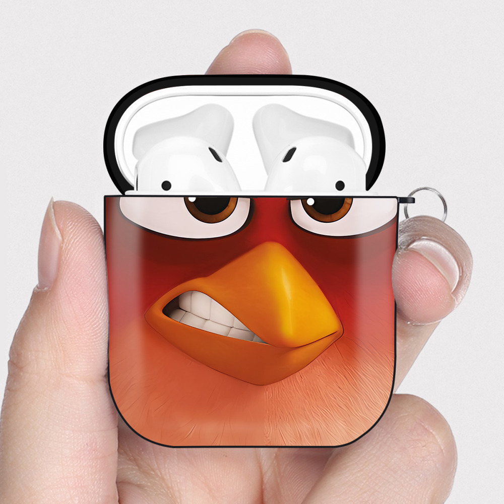 （画像用） Angry Birds アングリーバード AirPods 第2世代保護ケース ハードシェル ブラック 耐衝撃・防指紋・カラビナ付き