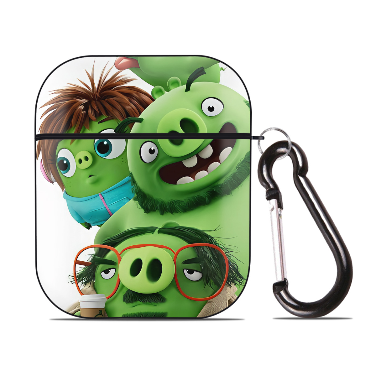 （画像用） Angry Birds アングリーバード AirPods 第2世代保護ケース ハードシェル ブラック 耐衝撃・防指紋・カラビナ付き