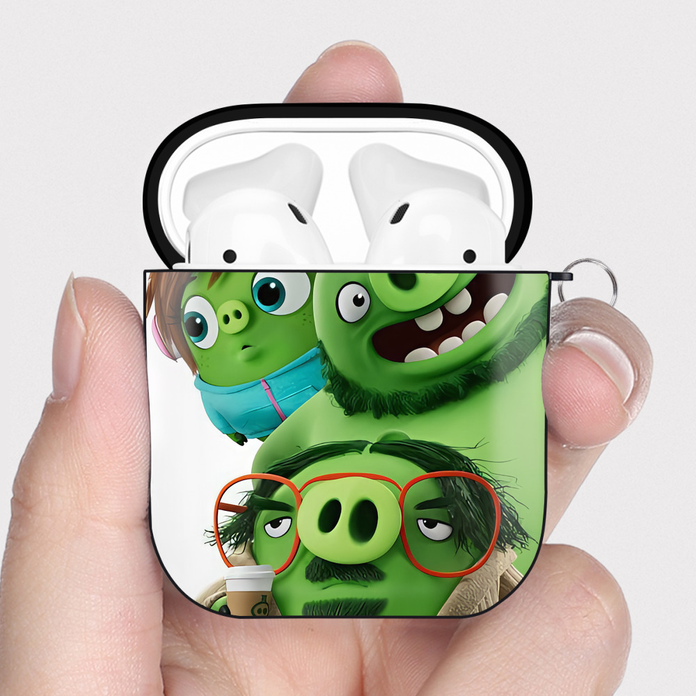 （画像用） Angry Birds アングリーバード AirPods 第2世代保護ケース ハードシェル ブラック 耐衝撃・防指紋・カラビナ付き