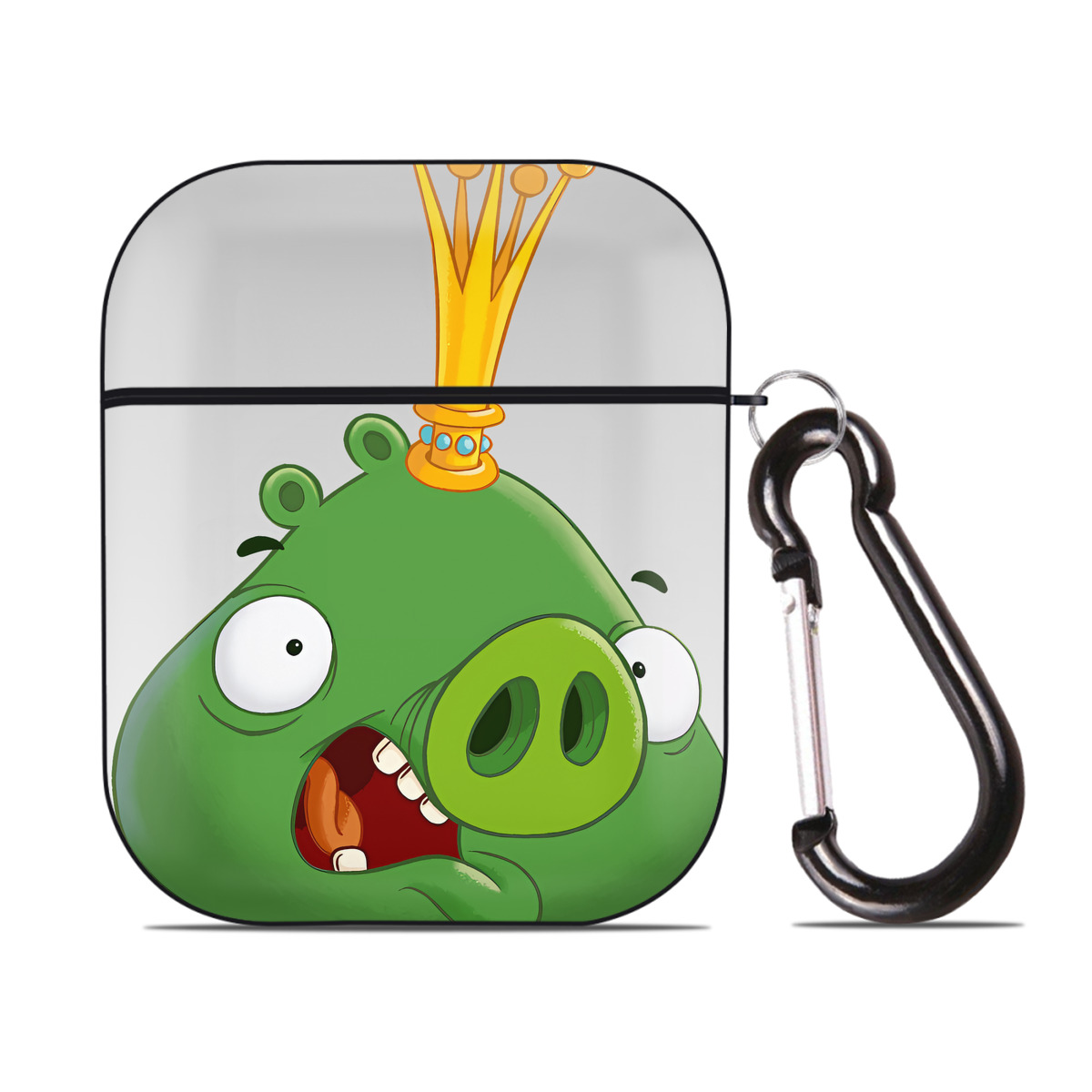 （画像用） Angry Birds アングリーバード AirPods 第2世代保護ケース ハードシェル ブラック 耐衝撃・防指紋・カラビナ付き