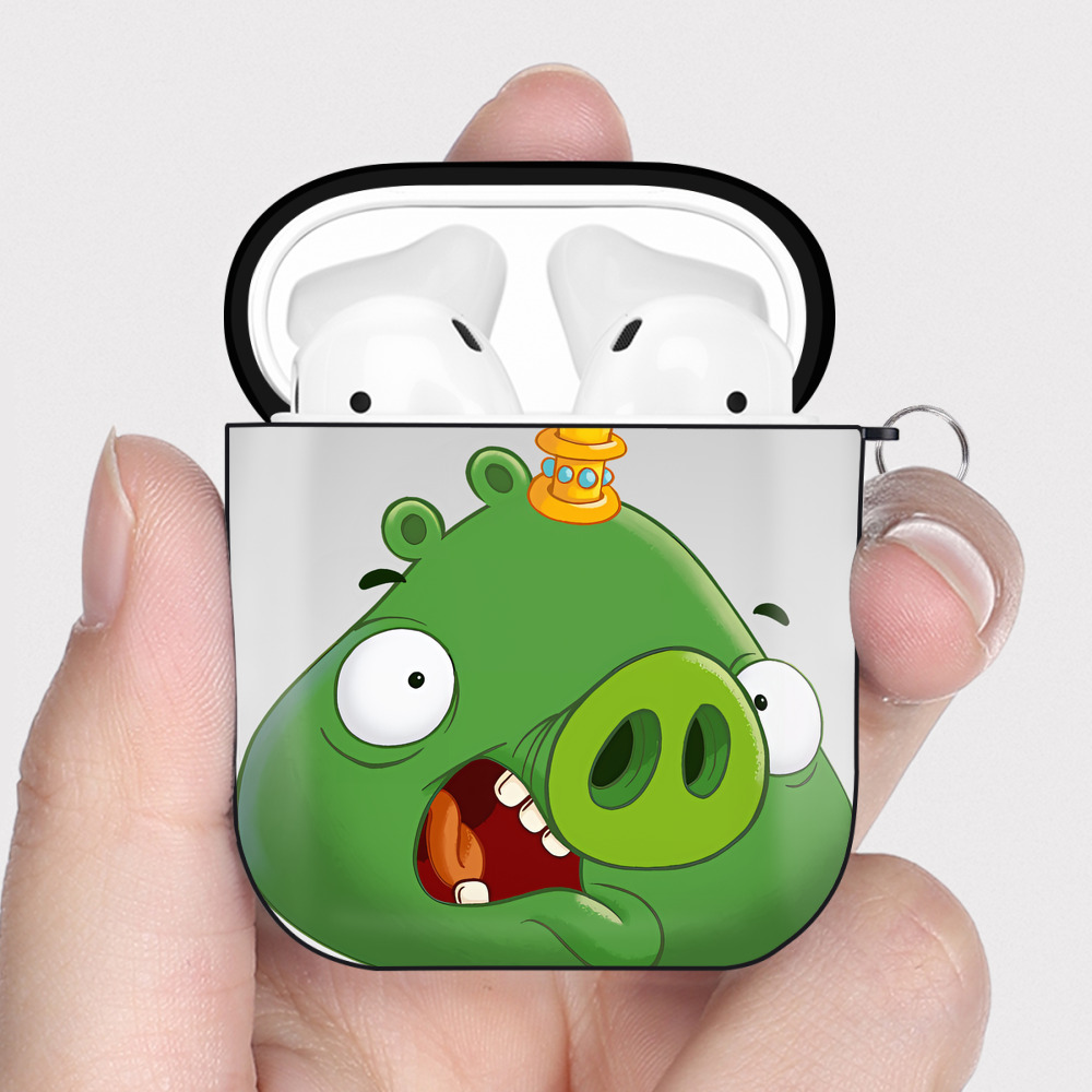 （画像用） Angry Birds アングリーバード AirPods 第2世代保護ケース ハードシェル ブラック 耐衝撃・防指紋・カラビナ付き
