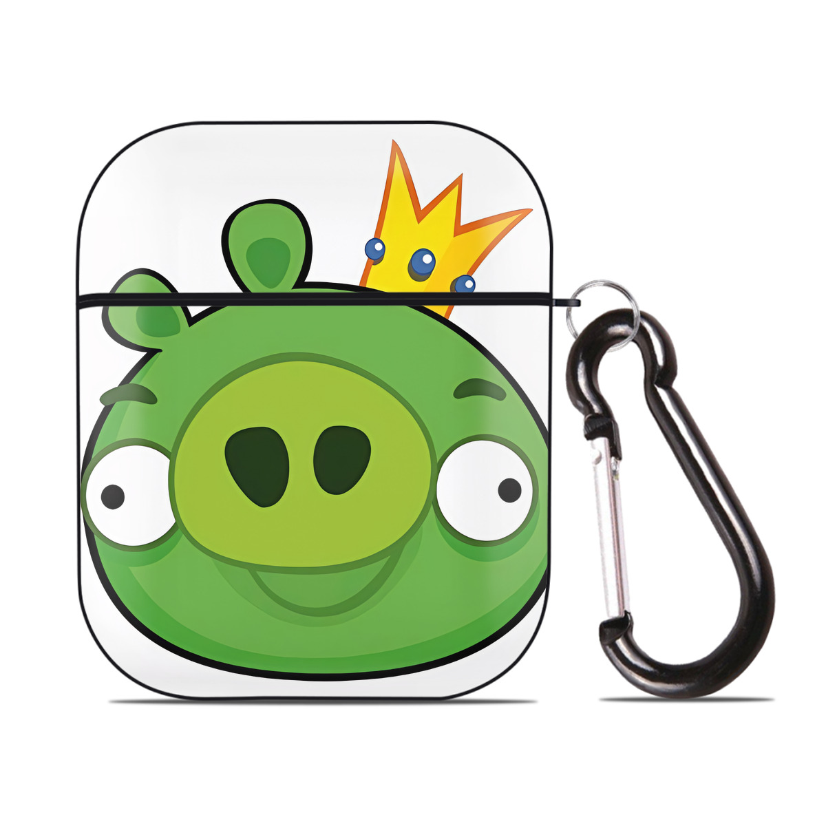 （画像用） Angry Birds アングリーバード AirPods 第2世代保護ケース ハードシェル ブラック 耐衝撃・防指紋・カラビナ付き