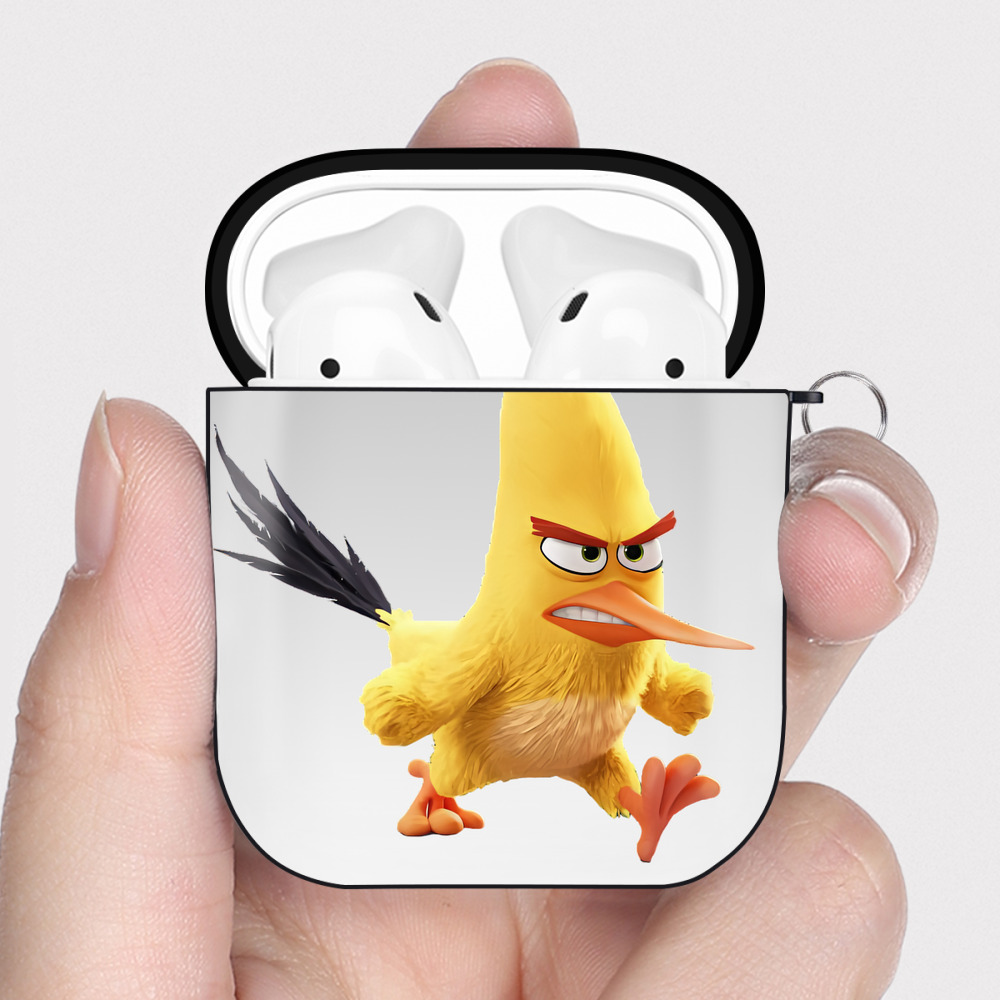 （画像用） Angry Birds アングリーバード AirPods 第2世代保護ケース ハードシェル ブラック 耐衝撃・防指紋・カラビナ付き