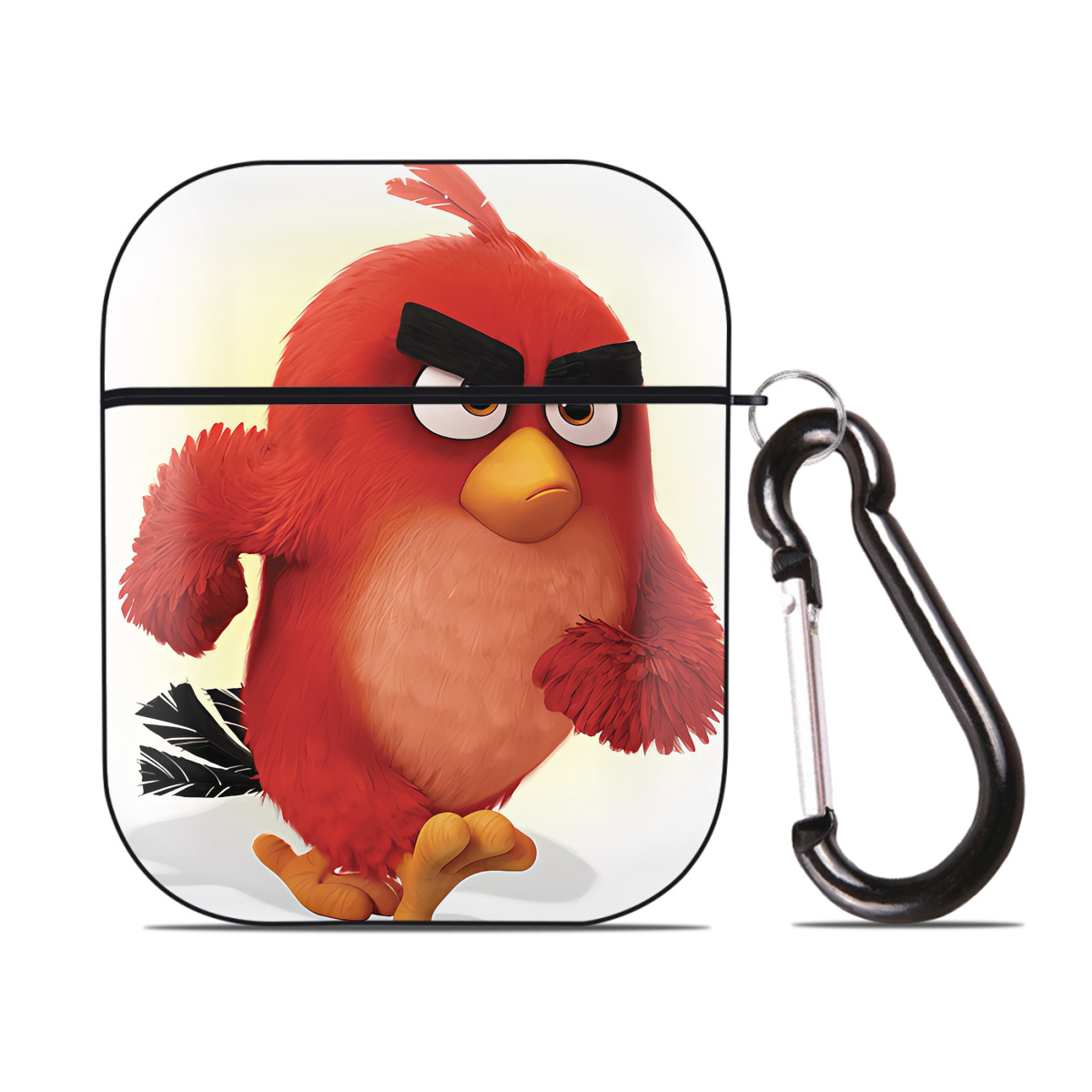 （画像用） Angry Birds アングリーバード AirPods 第2世代保護ケース ハードシェル ブラック 耐衝撃・防指紋・カラビナ付き