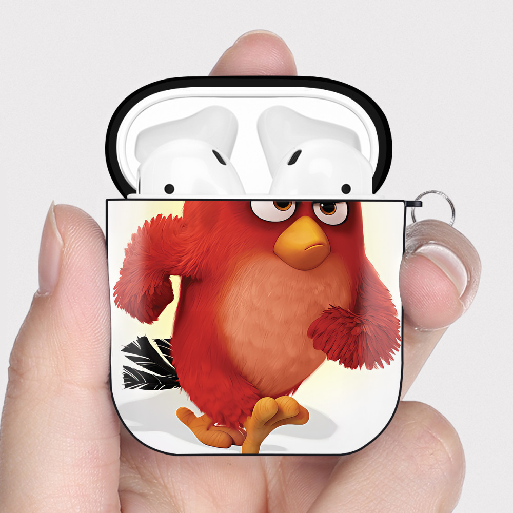 （画像用） Angry Birds アングリーバード AirPods 第2世代保護ケース ハードシェル ブラック 耐衝撃・防指紋・カラビナ付き