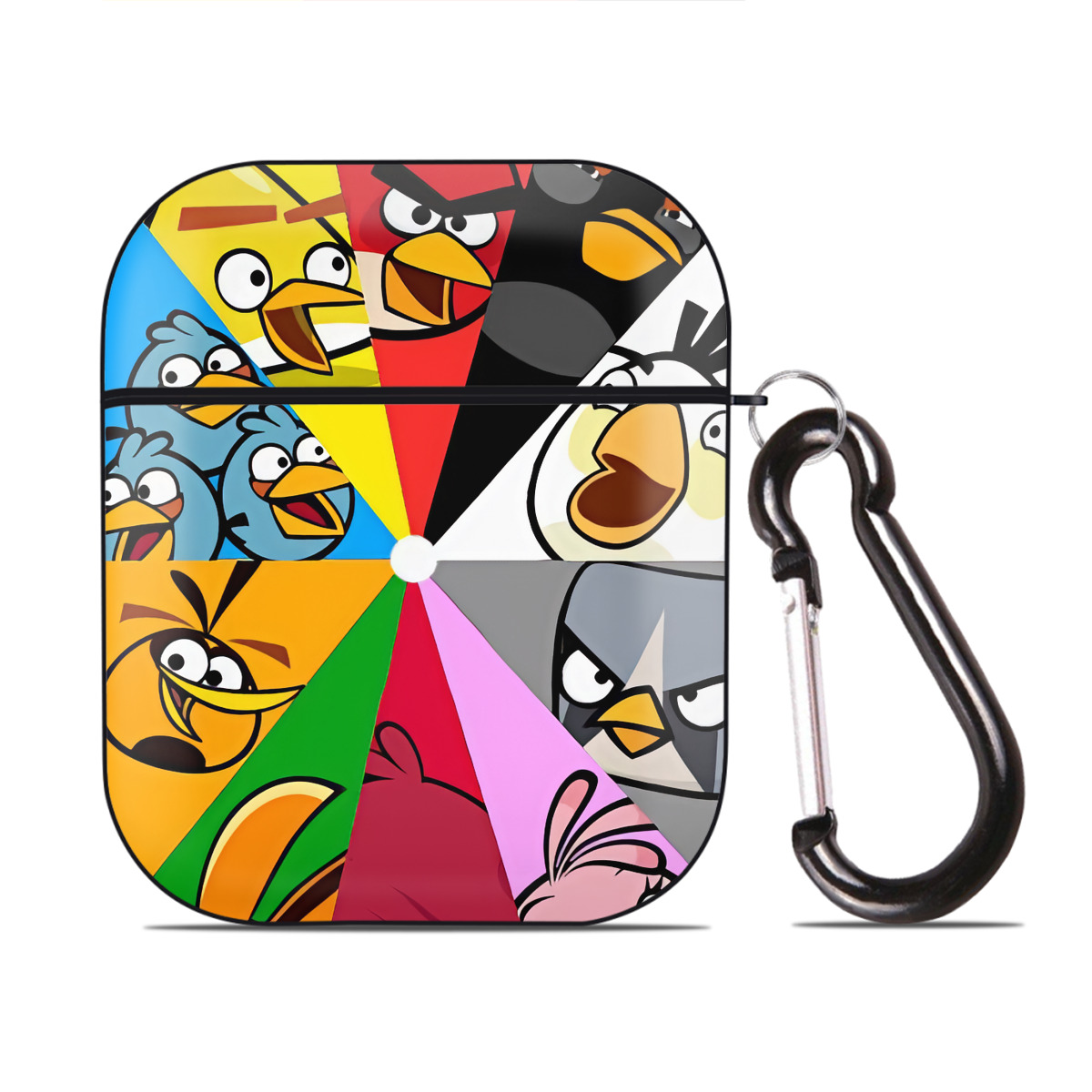 （画像用） Angry Birds アングリーバード AirPods 第2世代保護ケース ハードシェル ブラック 耐衝撃・防指紋・カラビナ付き