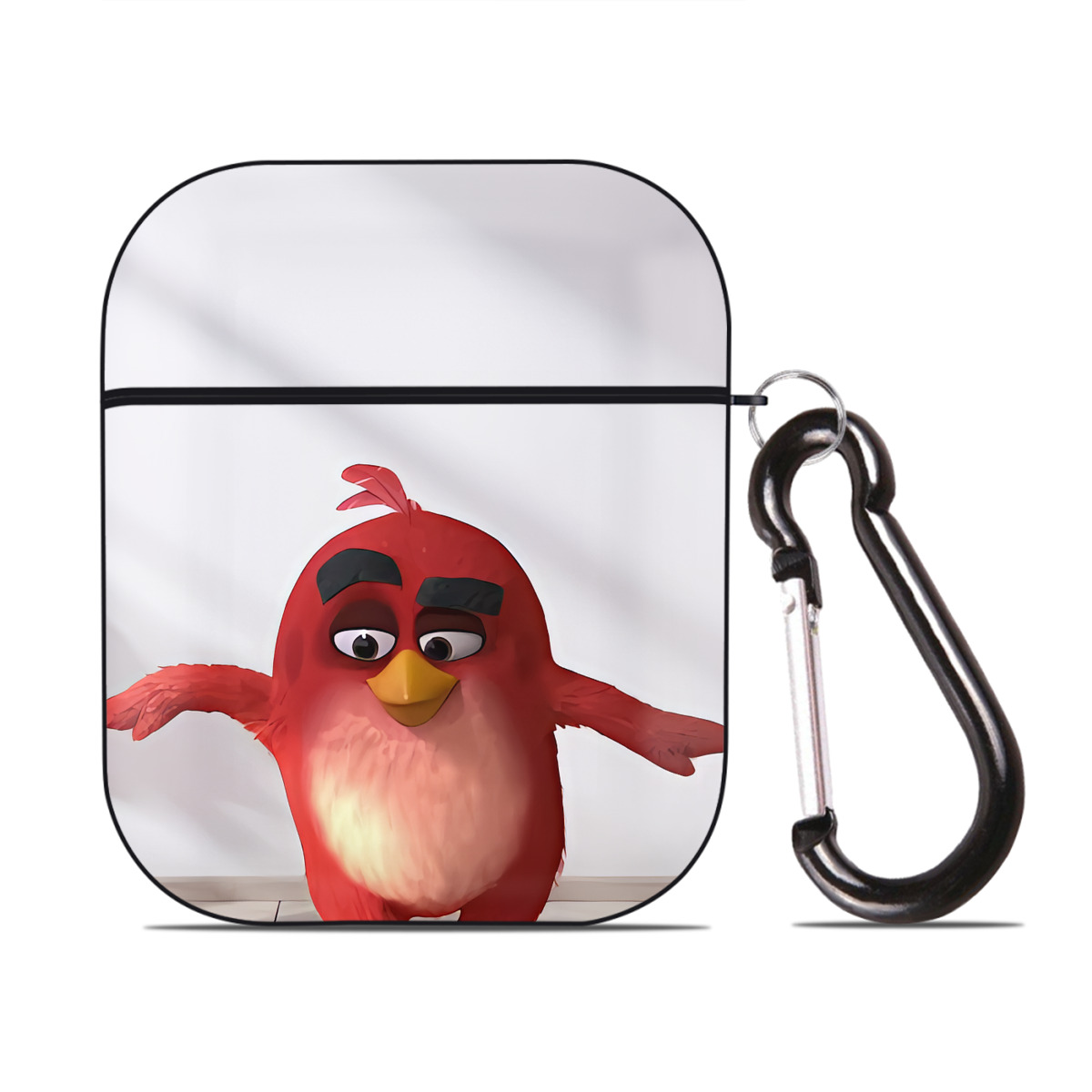 （画像用） Angry Birds アングリーバード AirPods 第2世代保護ケース ハードシェル ブラック 耐衝撃・防指紋・カラビナ付き