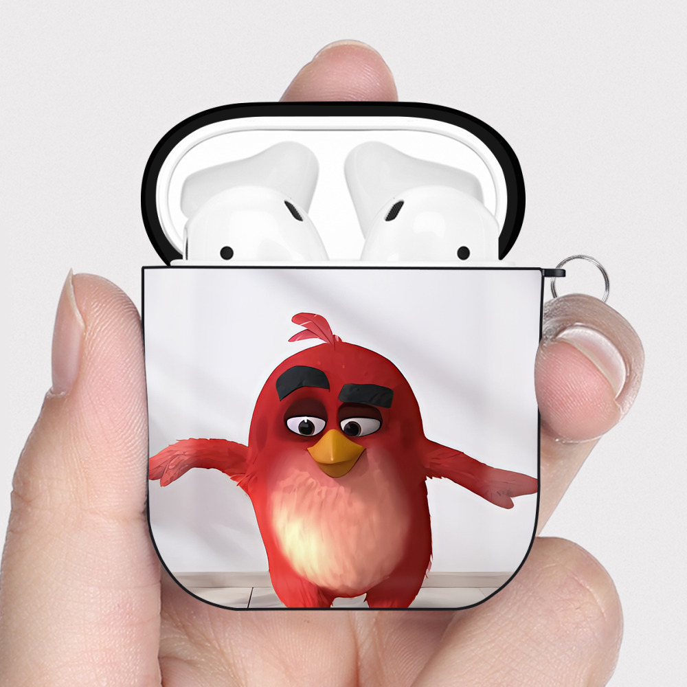 （画像用） Angry Birds アングリーバード AirPods 第2世代保護ケース ハードシェル ブラック 耐衝撃・防指紋・カラビナ付き