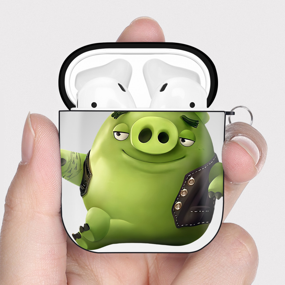 （画像用） Angry Birds アングリーバード AirPods 第2世代保護ケース ハードシェル ブラック 耐衝撃・防指紋・カラビナ付き