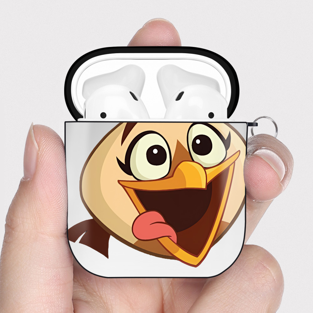 （画像用） Angry Birds アングリーバード AirPods 第2世代保護ケース ハードシェル ブラック 耐衝撃・防指紋・カラビナ付き