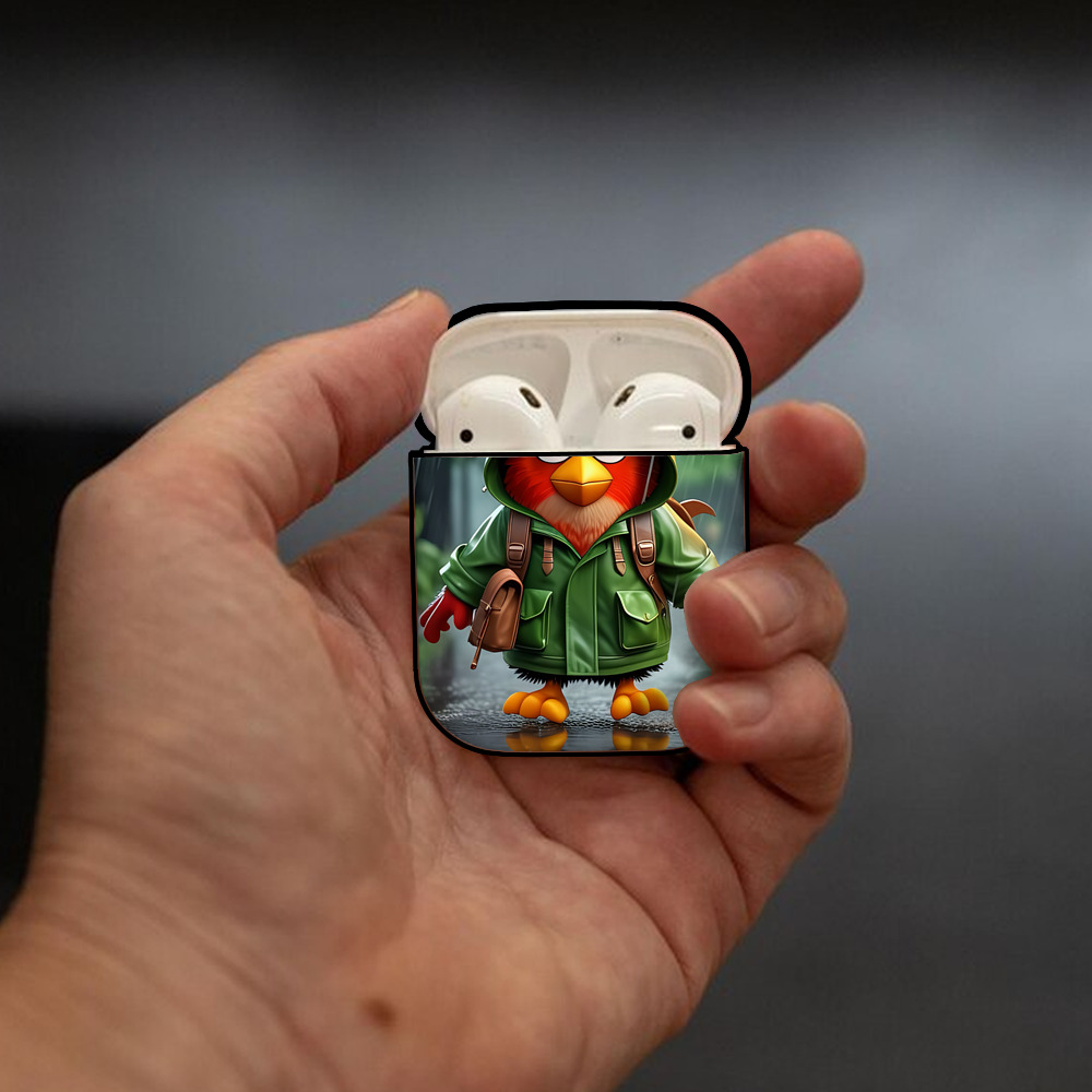 Angry Birds アングリーバード AirPods 第2世代保護ケース ハードシェル ブラック 耐衝撃・防指紋・カラビナ付き