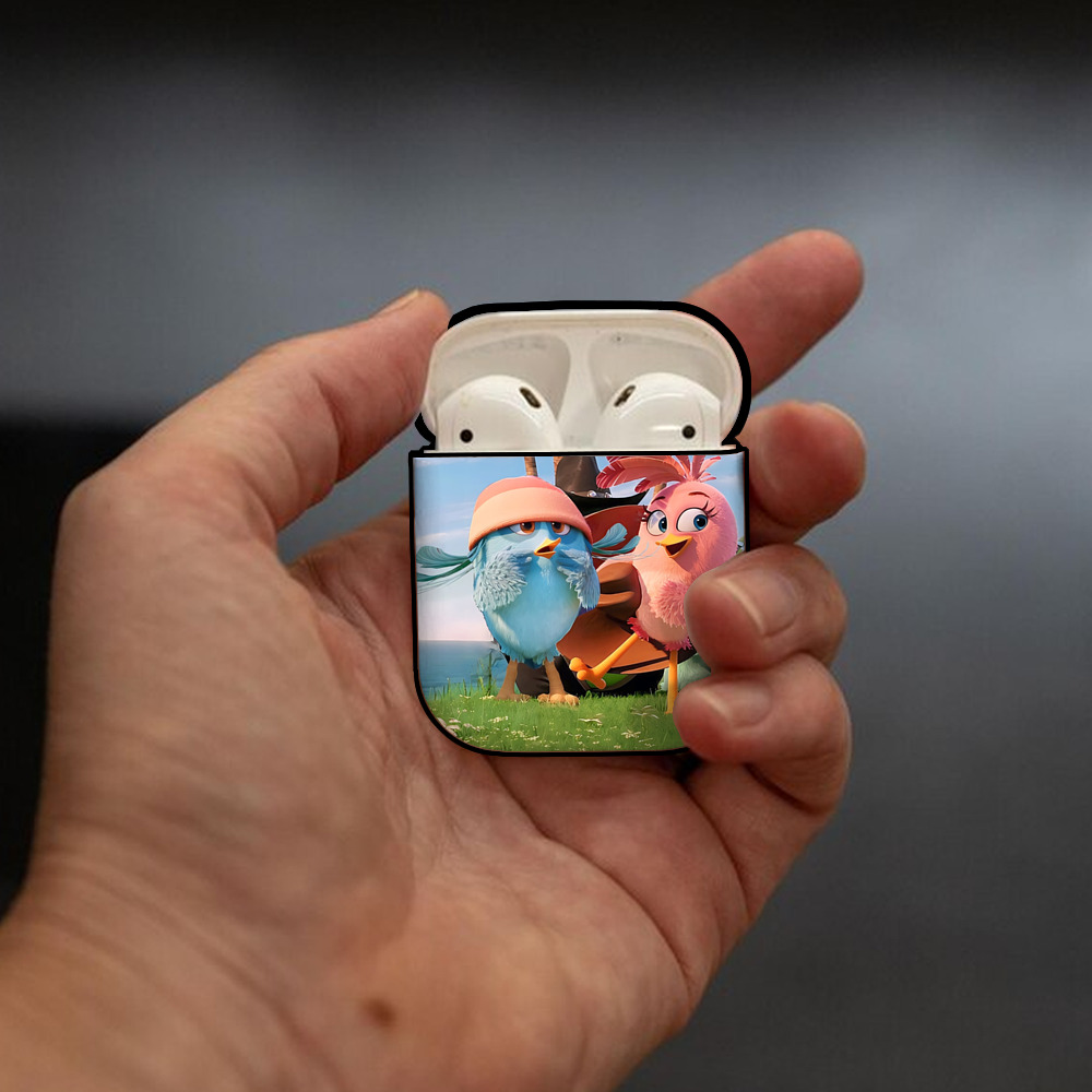 Angry Birds アングリーバード AirPods 第2世代保護ケース ハードシェル ブラック 耐衝撃・防指紋・カラビナ付き