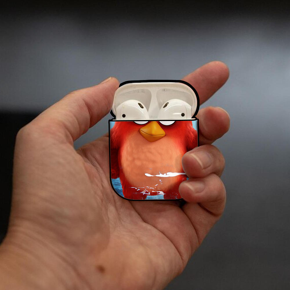 Angry Birds アングリーバード AirPods 第2世代保護ケース ハードシェル ブラック 耐衝撃・防指紋・カラビナ付き