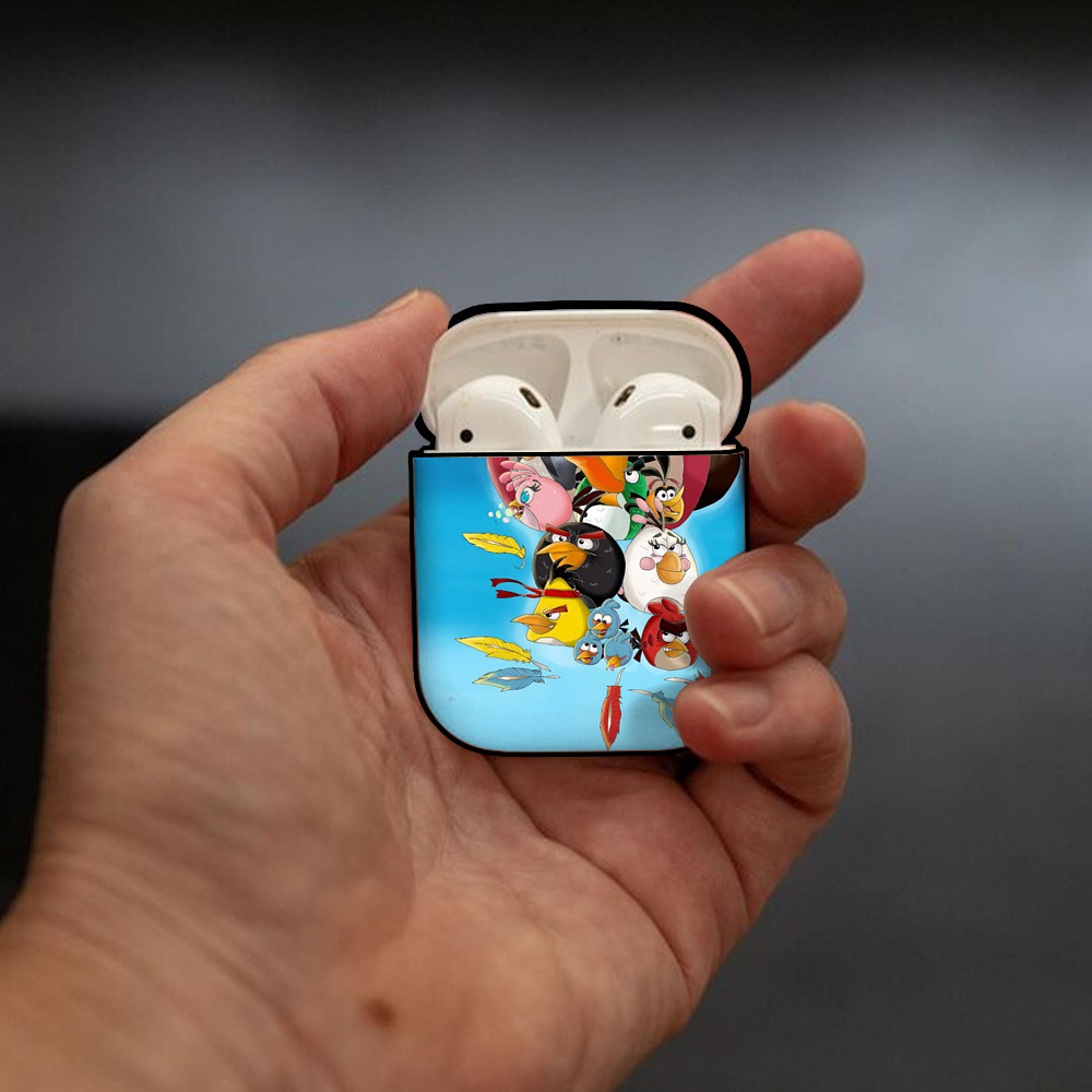 Angry Birds アングリーバード AirPods 第2世代保護ケース ハードシェル ブラック 耐衝撃・防指紋・カラビナ付き