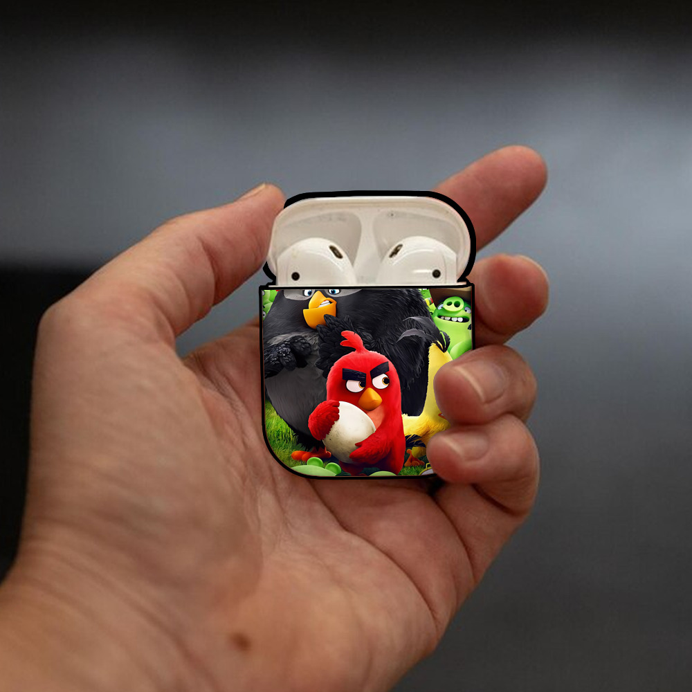Angry Birds アングリーバード AirPods 第2世代保護ケース ハードシェル ブラック 耐衝撃・防指紋・カラビナ付き
