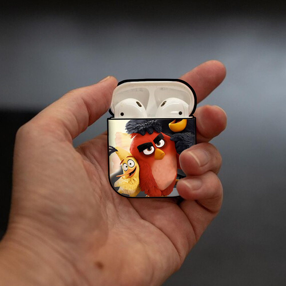 Angry Birds アングリーバード AirPods 第2世代保護ケース ハードシェル ブラック 耐衝撃・防指紋・カラビナ付き