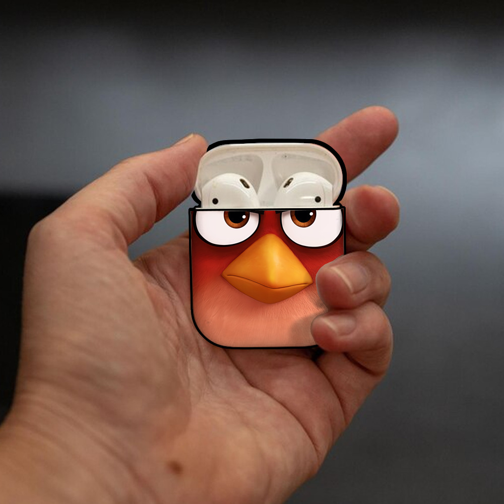 Angry Birds アングリーバード AirPods 第2世代保護ケース ハードシェル ブラック 耐衝撃・防指紋・カラビナ付き