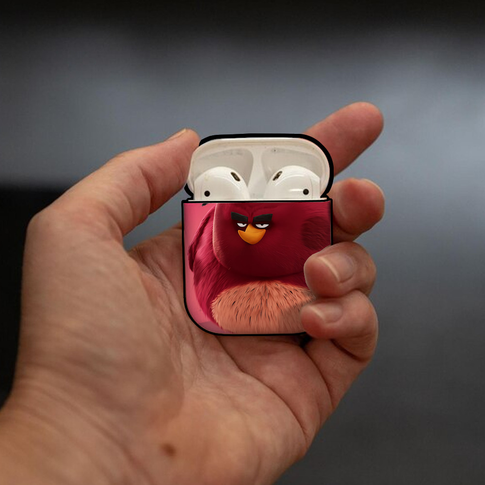 Angry Birds アングリーバード AirPods 第2世代保護ケース ハードシェル ブラック 耐衝撃・防指紋・カラビナ付き