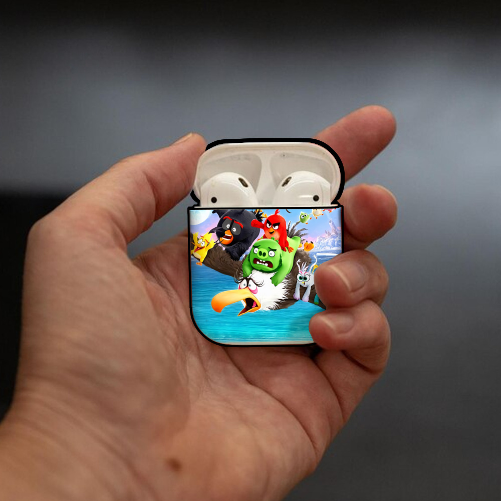 Angry Birds アングリーバード AirPods 第2世代保護ケース ハードシェル ブラック 耐衝撃・防指紋・カラビナ付き