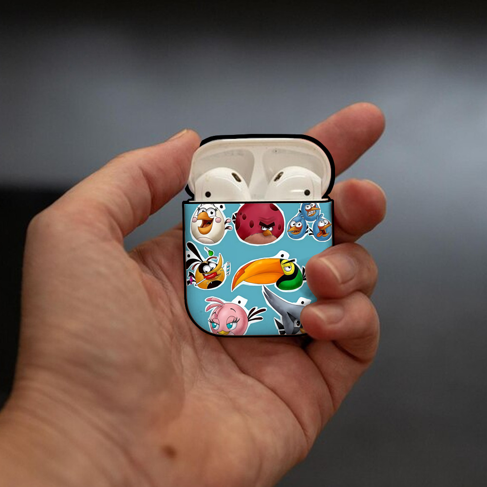 Angry Birds アングリーバード AirPods 第2世代保護ケース ハードシェル ブラック 耐衝撃・防指紋・カラビナ付き