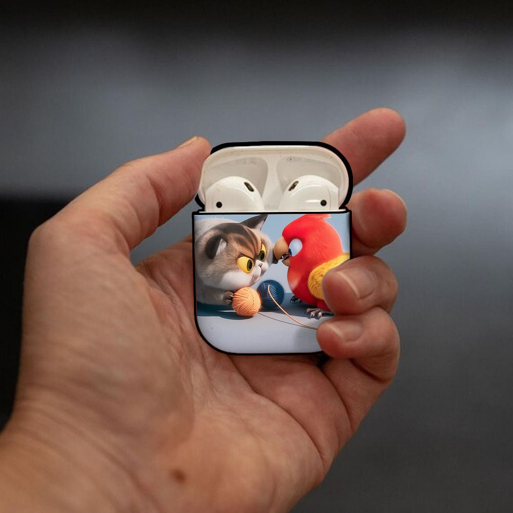 Angry Birds アングリーバード AirPods 第2世代保護ケース ハードシェル ブラック 耐衝撃・防指紋・カラビナ付き