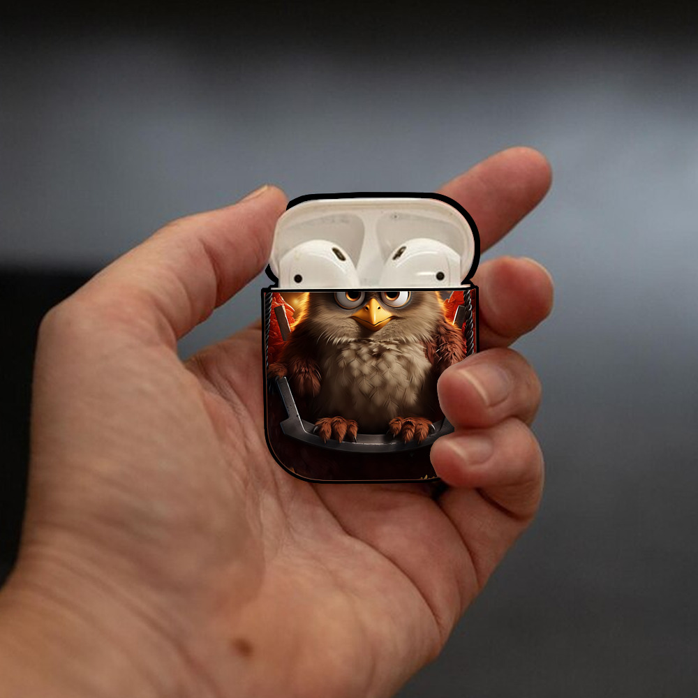 Angry Birds アングリーバード AirPods 第2世代保護ケース ハードシェル ブラック 耐衝撃・防指紋・カラビナ付き