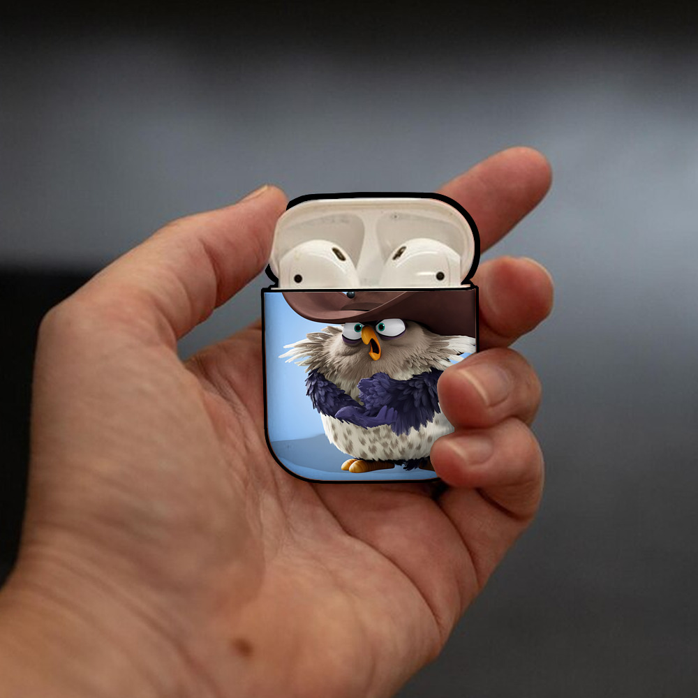 Angry Birds アングリーバード AirPods 第2世代保護ケース ハードシェル ブラック 耐衝撃・防指紋・カラビナ付き