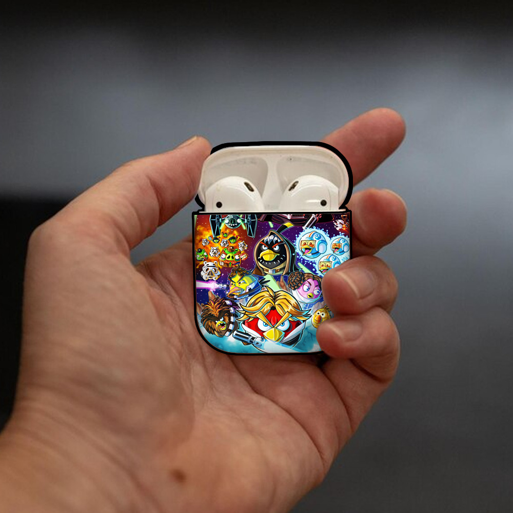 Angry Birds アングリーバード AirPods 第2世代保護ケース ハードシェル ブラック 耐衝撃・防指紋・カラビナ付き