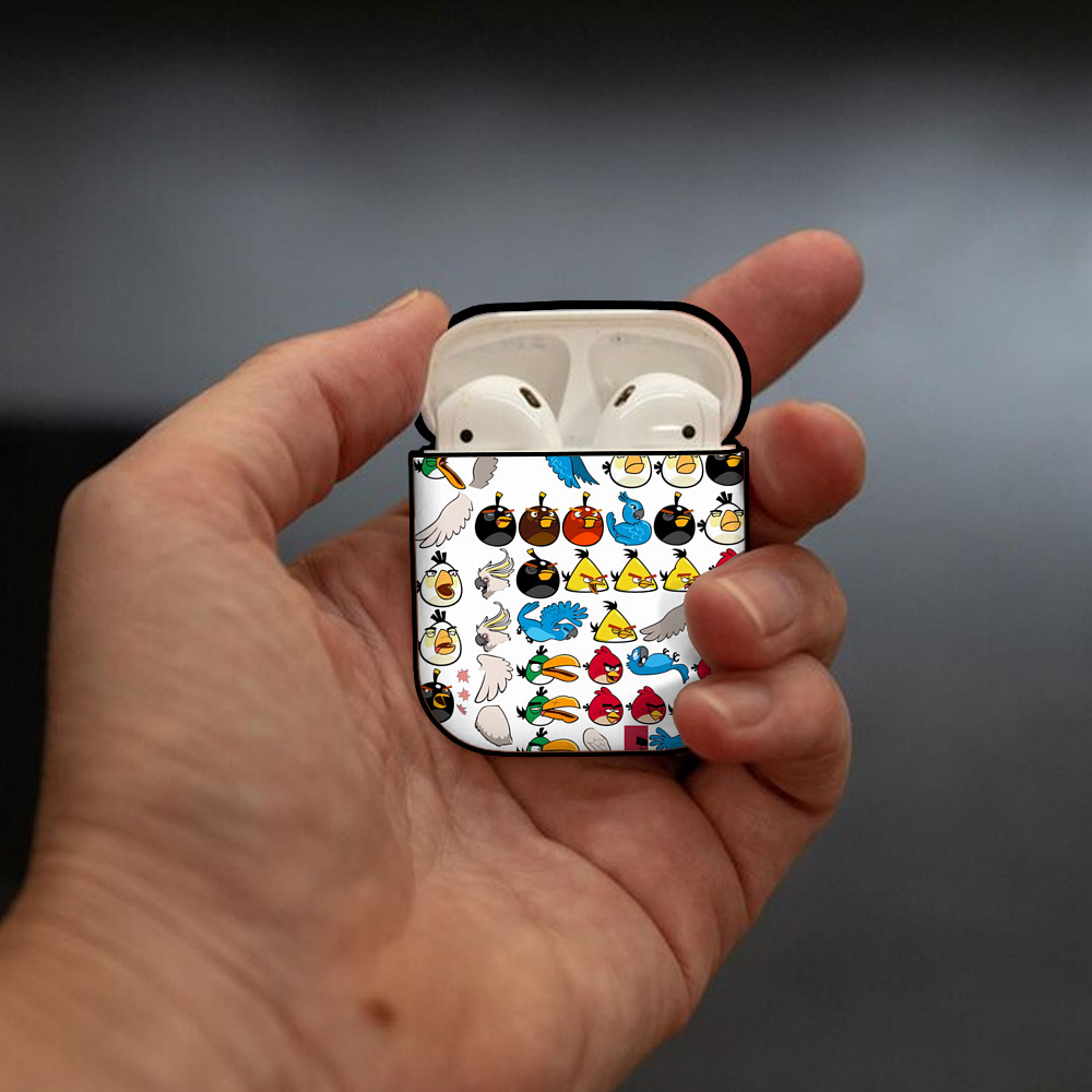 Angry Birds アングリーバード AirPods 第2世代保護ケース ハードシェル ブラック 耐衝撃・防指紋・カラビナ付き