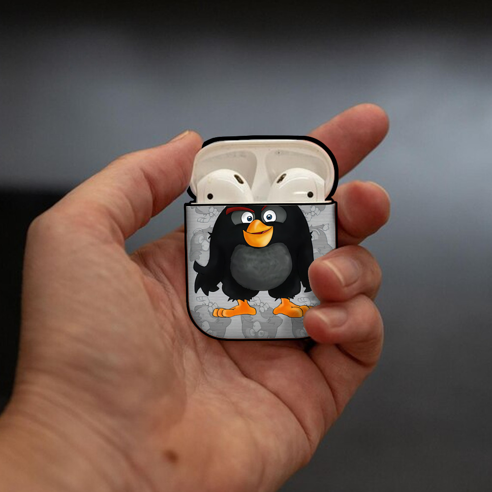 Angry Birds アングリーバード AirPods 第2世代保護ケース ハードシェル ブラック 耐衝撃・防指紋・カラビナ付き