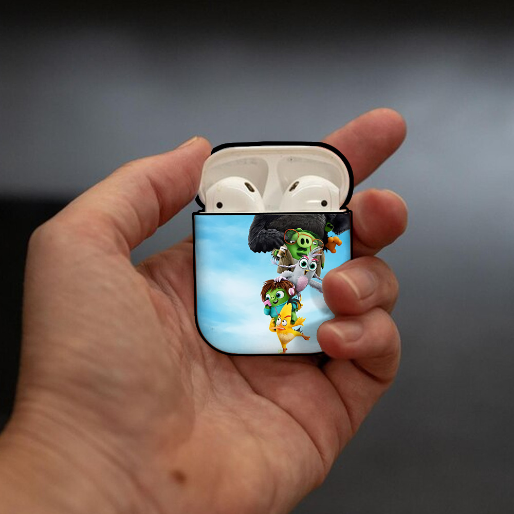 Angry Birds アングリーバード AirPods 第2世代保護ケース ハードシェル ブラック 耐衝撃・防指紋・カラビナ付き