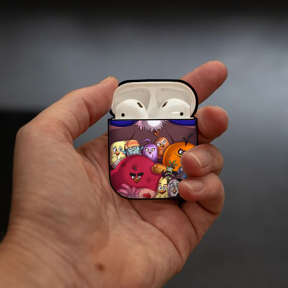 Angry Birds アングリーバード AirPods 第2世代保護ケース ハードシェル ブラック 耐衝撃・防指紋・カラビナ付き