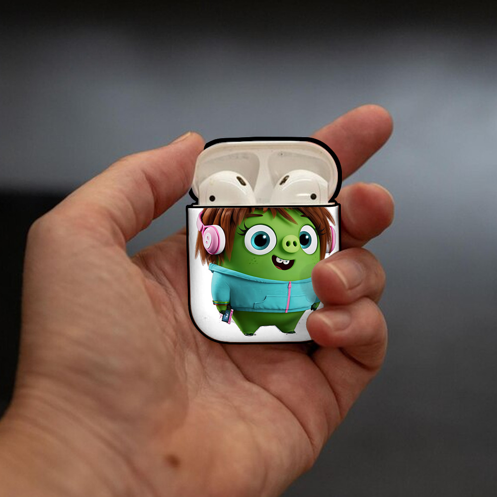 Angry Birds アングリーバード AirPods 第2世代保護ケース ハードシェル ブラック 耐衝撃・防指紋・カラビナ付き