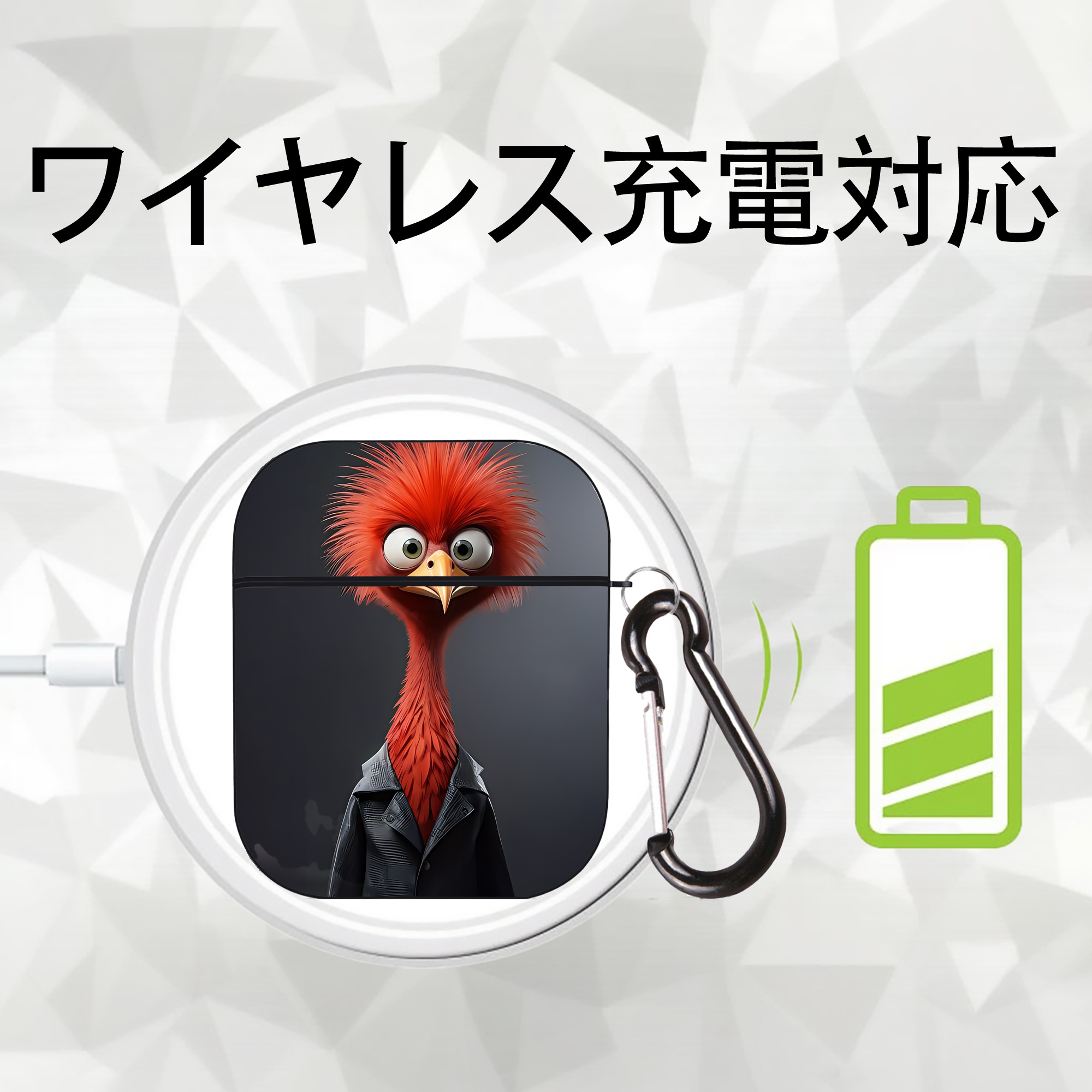Angry Birds アングリーバード AirPods 第2世代保護ケース ハードシェル ブラック 耐衝撃・防指紋・カラビナ付き