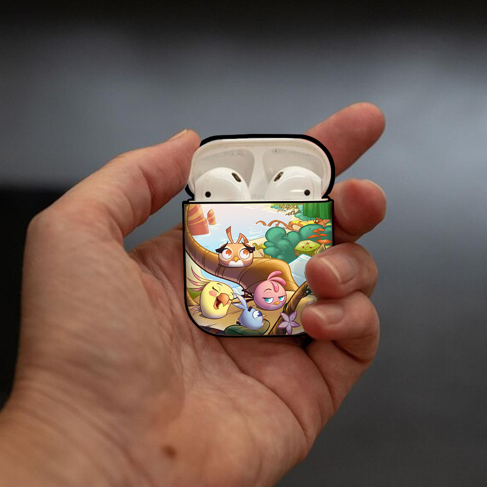 Angry Birds アングリーバード AirPods 第2世代保護ケース ハードシェル ブラック 耐衝撃・防指紋・カラビナ付き