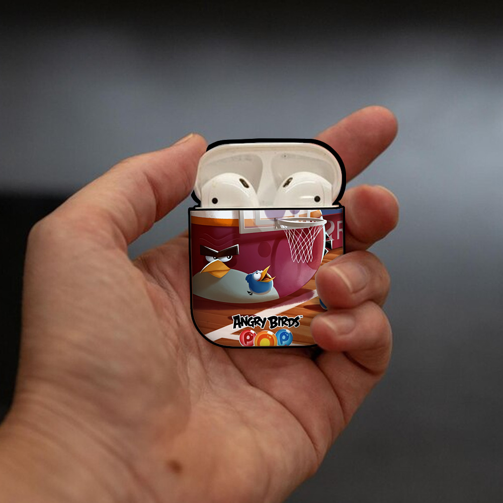 Angry Birds アングリーバード AirPods 第2世代保護ケース ハードシェル ブラック 耐衝撃・防指紋・カラビナ付き