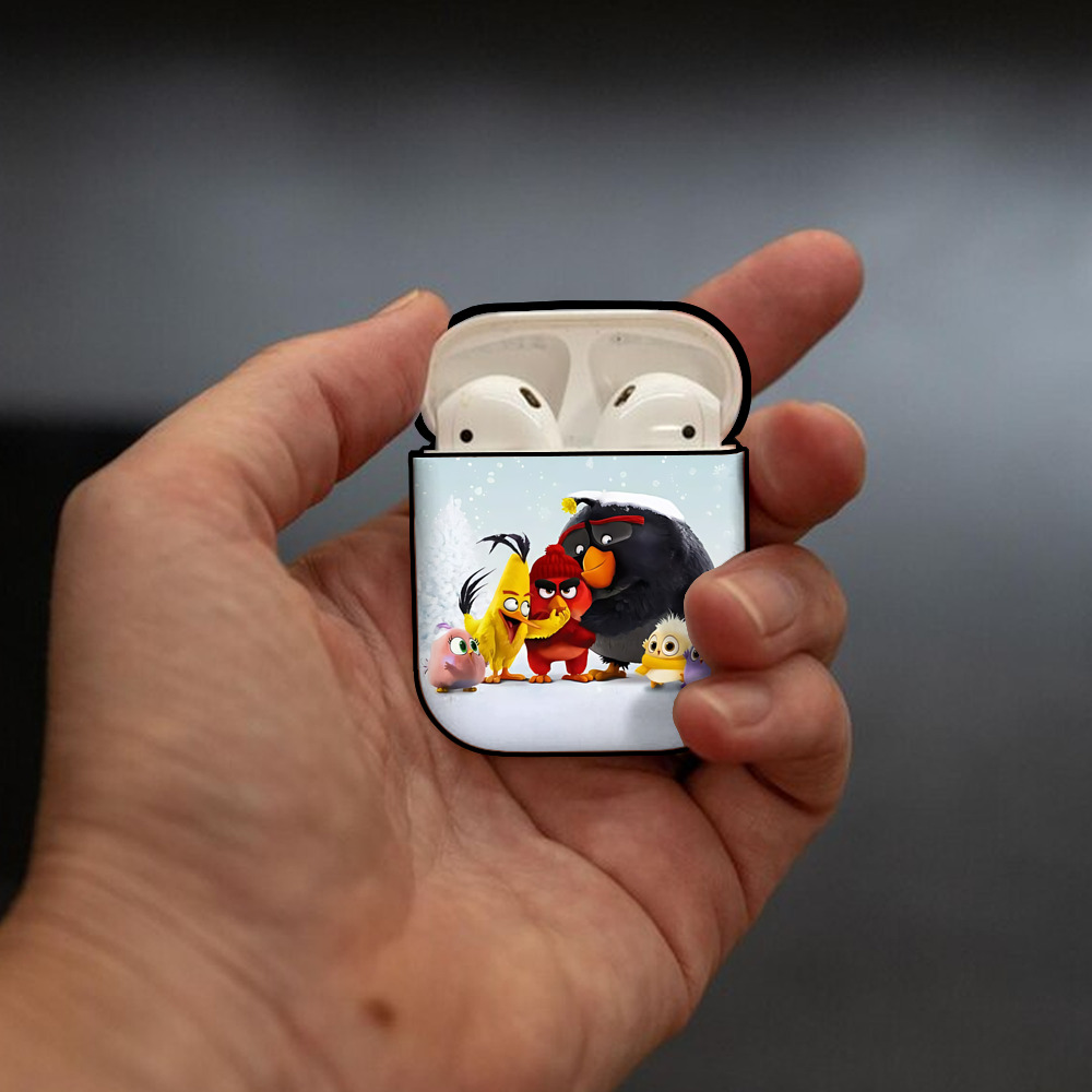 Angry Birds アングリーバード AirPods 第2世代保護ケース ハードシェル ブラック 耐衝撃・防指紋・カラビナ付き