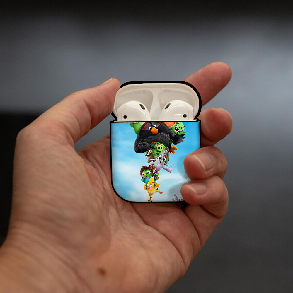 Angry Birds アングリーバード AirPods 第2世代保護ケース ハードシェル ブラック 耐衝撃・防指紋・カラビナ付き