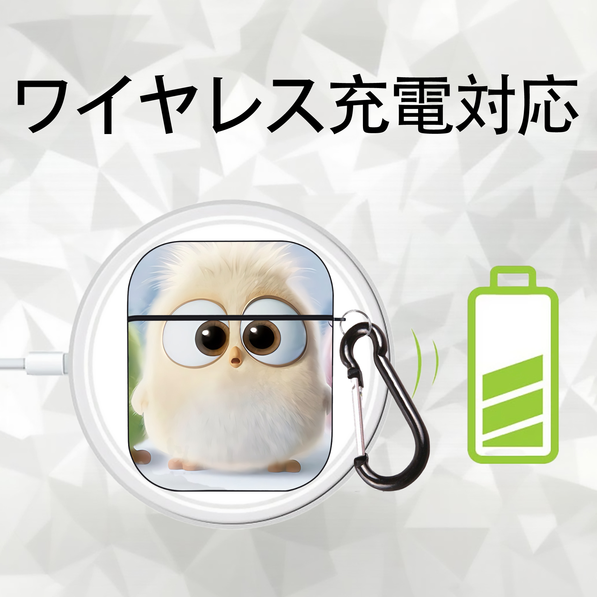 Angry Birds アングリーバード AirPods 第2世代保護ケース ハードシェル ブラック 耐衝撃・防指紋・カラビナ付き